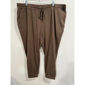 Eileen Fisher Joggers Pants Womens 2X Brown Tapered Leg Drawstring Waist Stretch